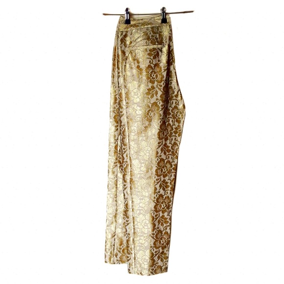Size 12 SHEIKE. GOLDEN FORAL BROCADE TROUSERS. Luxury Fabric - Picture 2 of 7